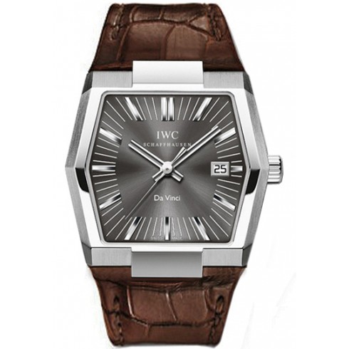 IWC Vintage Da Vinci Grey Dial 18kt White Gold Brown Leather Men's Watch IW546104 watches