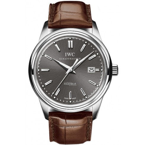 IWC Vintage Ingenieur Grey Dial 18kt White Gold Brown Leather Automatic Men's Watch IW323304 watches