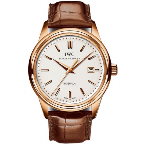 IWC Vintage Ingenieur Silver Dial 18kt Rose Gold Brown Leather Men's Watch IW323303 watches