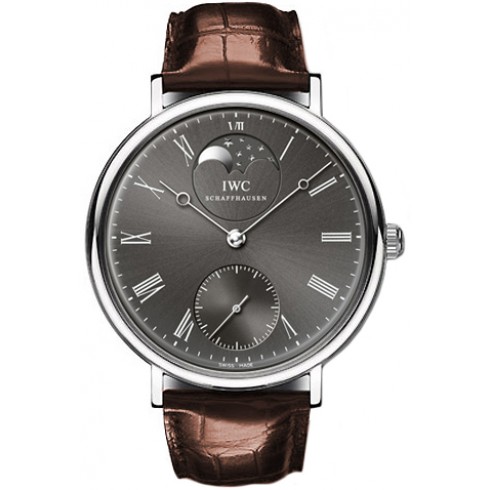 IWC Vintage Portofino Grey Dial 18kt White Gold Brown Leather Men's Watch IW544804 watches