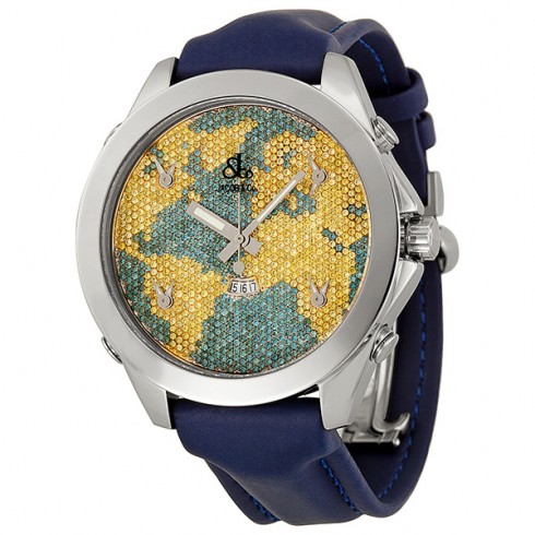 Jacob and Company Five Time Zone Blue and Yellow Diamond Dial Unisex Watch JC47YB watches