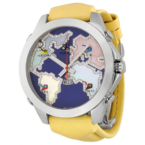 Jacob and Company Five Time Zone Diamond Accented Blue Dial Men's Watch JC124 watches