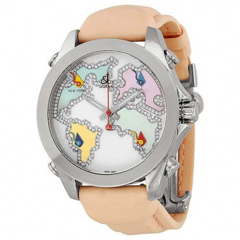 Jacob and Company Five Time Zone Diamond Accented Enamel Dial Unisex Watch JCM123 watches