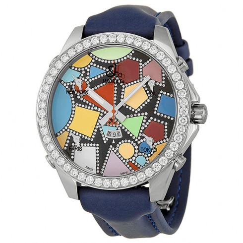 Replica Jacob and Company Five Time Zone Diamond-Accented Multi-Colored Dial Unisex Watch JCM113DA Watch