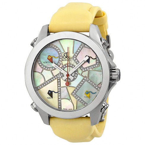 Jacob and Company Five Time Zone Diamond Multi-Colored Pastel Dial Unisex Watch JCM118DA watches