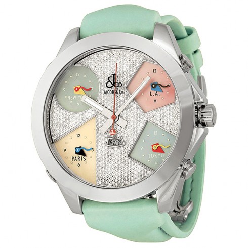 Jacob and Company Five Time Zone Diamond Pave Dial Unisex Watch JC44 watches