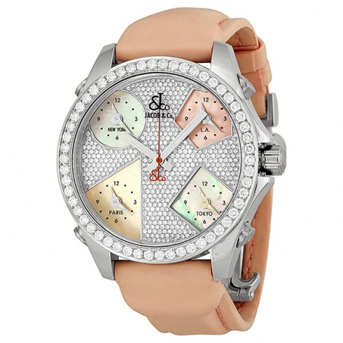 Jacob and Company Five Time Zone Diamond Pave Dial Unisex Watch JCM44 watches