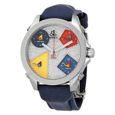 Jacob and Company Five Time Zone Diamond Pave Dial Unisex Watch JCM45 watches