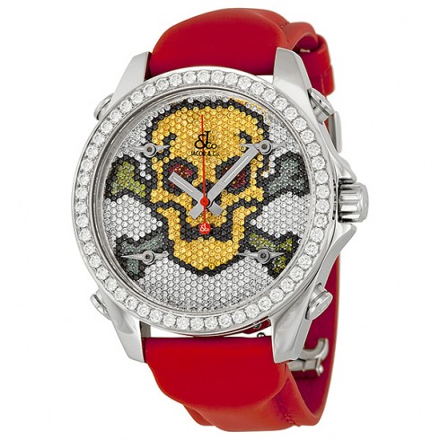 Jacob and Company Five Time Zone Diamond Pave Skull Dial Unisex Watch JCMSKULL1 watches