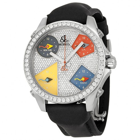 Jacob and Company Five Time Zone Diamond Pave Unisex Watch JCM45 watches