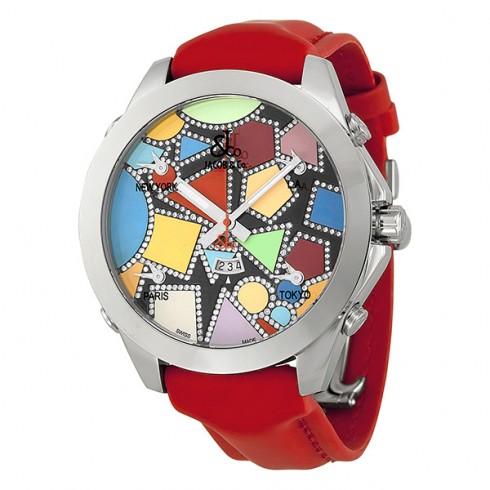 Jacob and Company Five Time Zone Diamond-Accented Multi-Colored Dial Unisex Watch JCM113DA watches