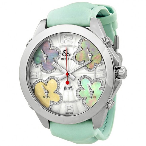 Jacob and Company Five Time Zone White Diamond Accented Dial Unisex Watch JCATH7 watches