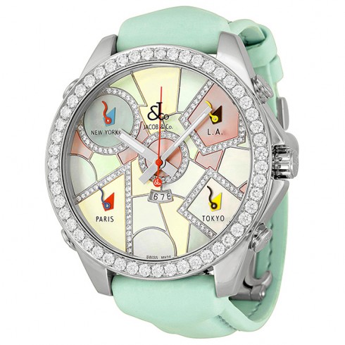 Jacob and Company Five Time Zones Diamond Accent Dial Unisex Watch JC118DA watches