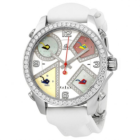 Jacob and Company Five Time Zones Diamond Mother of Pearl Dial Unisex Watch JCM24DA watches