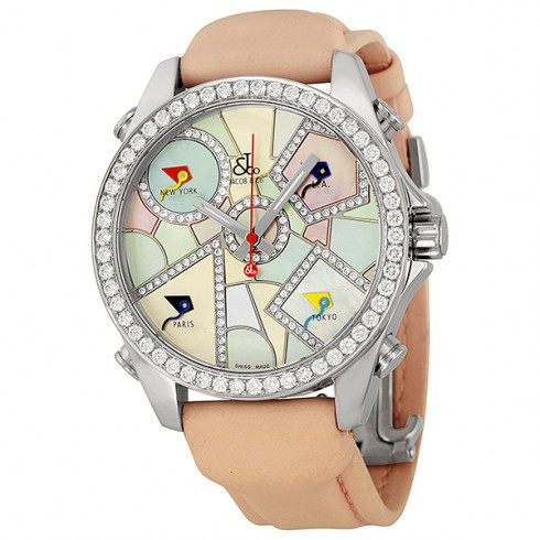 Jacob and Company Five Time Zones Diamond Multi-Colored Dial Unisex Watch JCM118DA watches