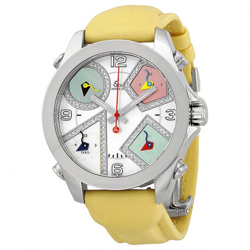 Jacob and Company Five Time Zones Mother of Pearl Diamond Dial Unisex Watch JCM24DA watches