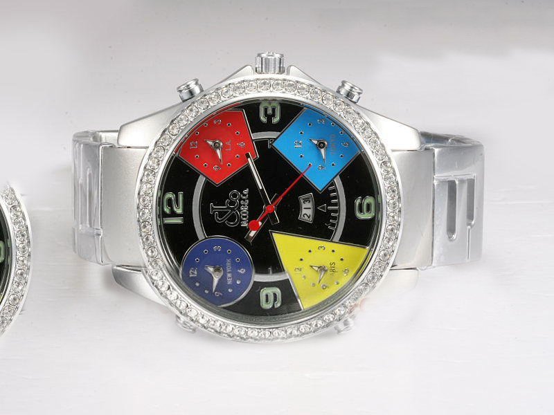 Replica Jacob Co Five Time Zone JC - 11 Mens White Stainless Steel Strap 47mm Watch Watch