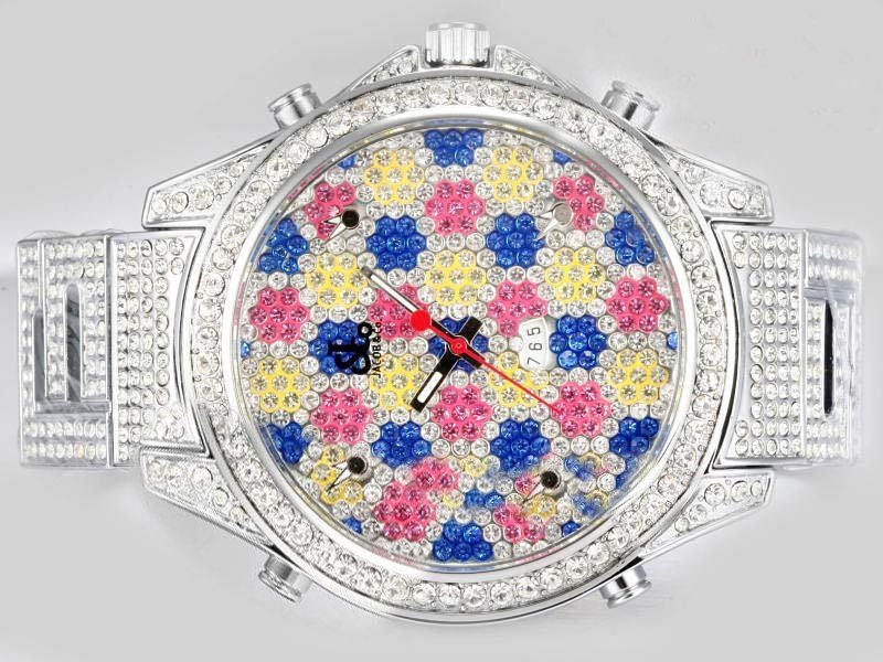 Jacob Co Five Time Zone JC - 61 Multicolor Dial Quartz Watch watches