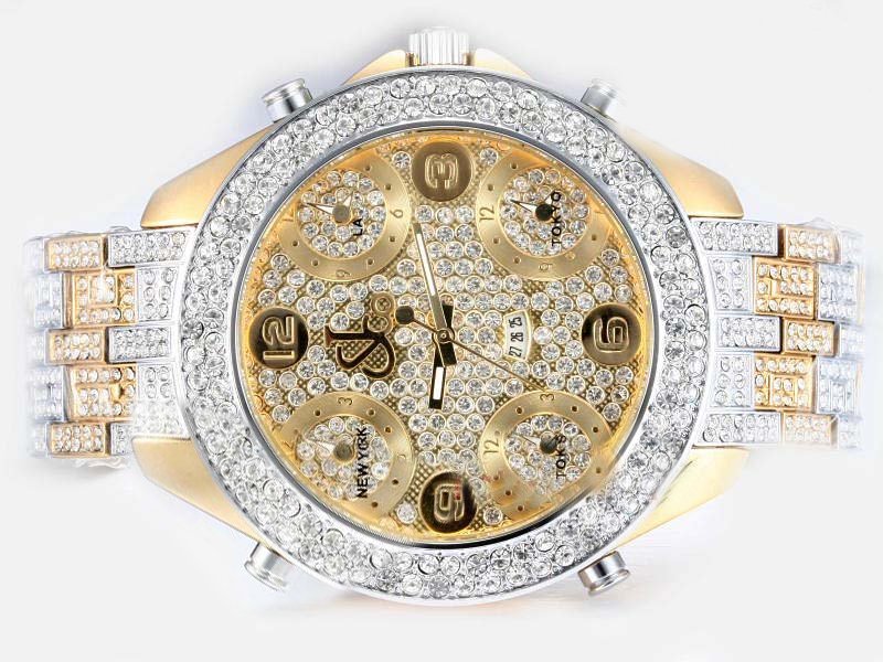 Jacob Co Five Time Zone JC - M30Y Rose Gold 18k Gold Strap 49mm Yellow Dial Watch watches