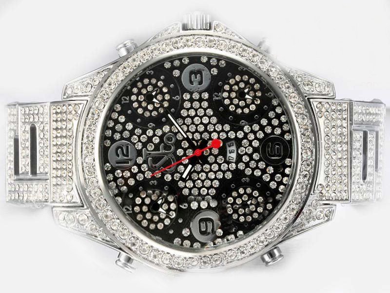 Jacob Co Five Time Zone JC - M38YGDC Black Dial White Stainless Steel Strap Round Watch watches