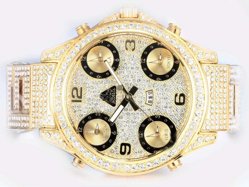 Jacob Co JC - 30P JC-30p 3.25 Stainless Steel with Diamond Bezel Rose Gold 18k Gold Strap Mens Watch watches