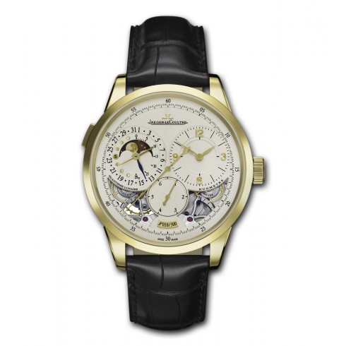 Jaeger LeCoultre Duometre A Quantieme Lunaire Beige Dial 18kt Yellow Gold Leather Men's Watch Q6040420 watches