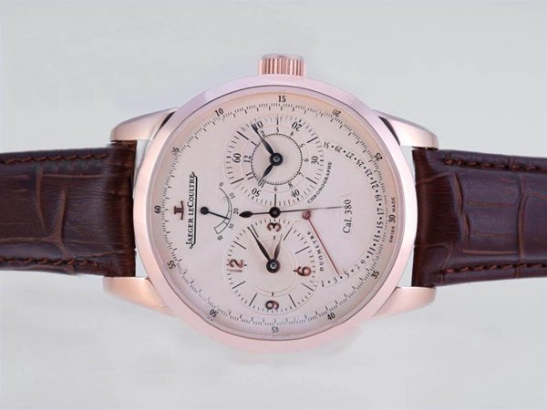 Jaeger-Lecoultre Duometre Chronographe New07 1 Duochrono Round Pink Dial Automatic Watch watches