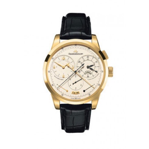 Jaeger LeCoultre Duometre Cream Dial 18kt Yellow Gold Black Alligator Leather Men's Watch Q6011420 watches