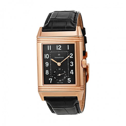 Jaeger LeCoultre Grande Reverso Black Dial 18kt Rose Gold Black Alligator Leather Q3732470 watches