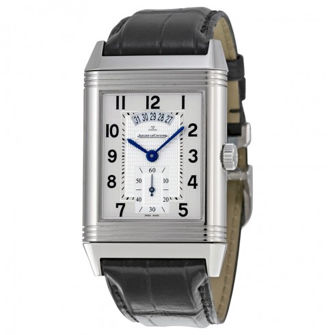 Jaeger LeCoultre Grande Reverso Duo White Satin Dial Black Leather Men's Watch Q3748421 watches