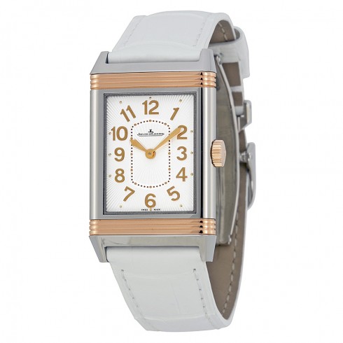 Jaeger LeCoultre Grande Reverso Lady Ultra Thin Silver Dial White Leather Watch Q3204420 watches