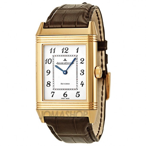 Jaeger LeCoultre Grande Reverso Silver Dial 18kt Rose Gold Black Alligator Leather Men's Watch Q3732523 watches