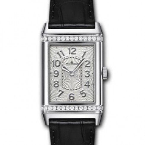 Jaeger LeCoultre Grande Reverso Silver Dial Black Leather Ladies Watch Q3208423 watches