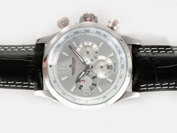 Jaeger-Lecoultre Master Compressor Chronograph 1758470 Mens Black Crocodile Leather Strap Watch watches