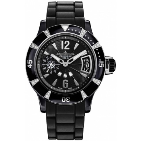 Jaeger LeCoultre Master Compressor Diving GMT Black Dial Ceramic Diamond Ladies Watch Q189C770 watches