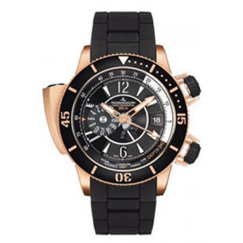 Jaeger LeCoultre Master Compressor Diving Pro Black Dial 18kt Rose Gold Black Rubber Men's Watch Q1852740 watches