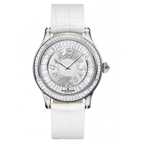 Jaeger LeCoultre Master Control Twinkling Diamond Silver Dial 18kt White Gold Diamond White Leather Ladies Watch Q1203402 watches