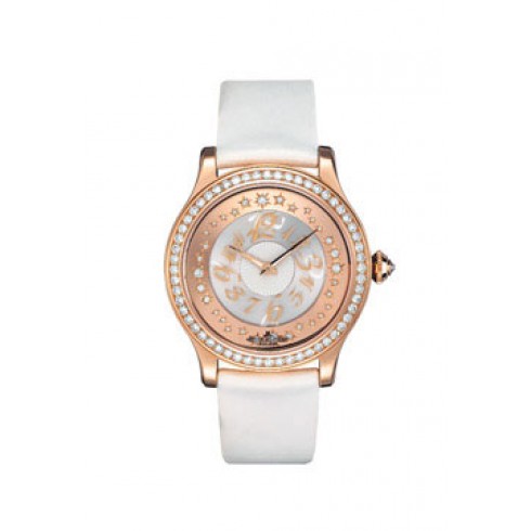 Jaeger LeCoultre Master Control Twinkling Diamonds Champagne Dial 18kt Pink Gold White Leather Ladies Watch Q1202410 watches