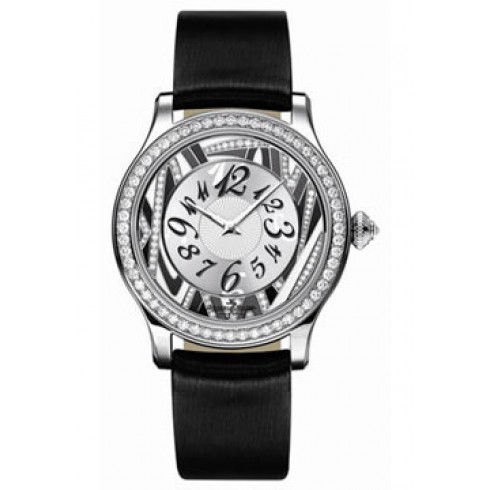 Jaeger LeCoultre Master Control Twinkling Diamonds Silver Dial 18kt White Gold Black Satin Ladies Watch Q1203490 watches