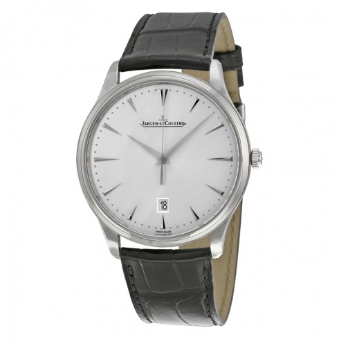 Jaeger LeCoultre Master Ultra Thin Date Silvered Sunray Brushed Dial Black Leather Men's Watch Q1288420 watches