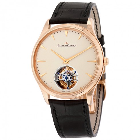 Jaeger LeCoultre Master Ultra Thin Tourbillon Automatic Beige Dial Black Leather Men's Watch Q1322410 watches