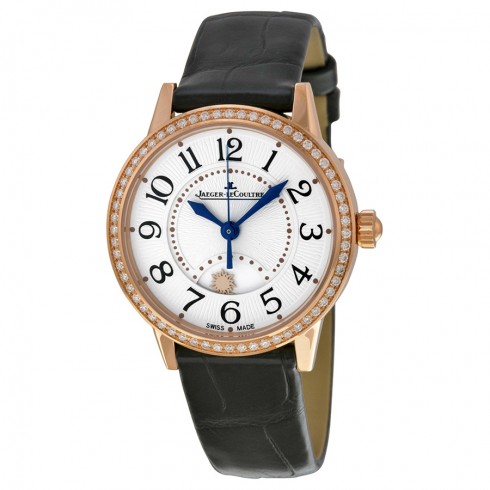 Jaeger LeCoultre Rendez-Vous Silver Dial 18kt Rose Gold Black Leather Ladies Watch Q3462521 watches