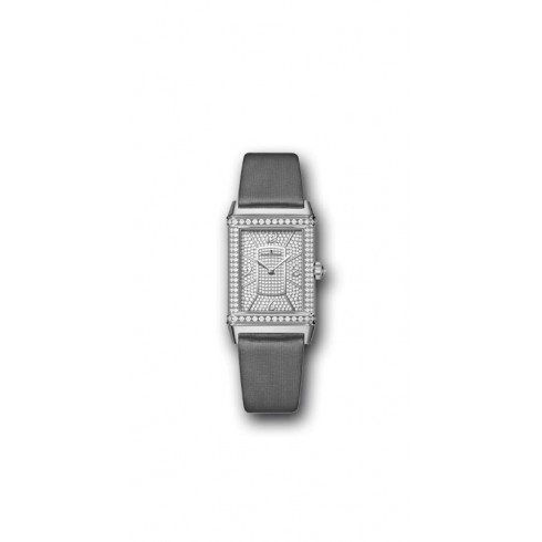 Jaeger LeCoultre Reverso Diamond Pave Dial Grey Satin Strap Ladies Watch Q3313407 watches