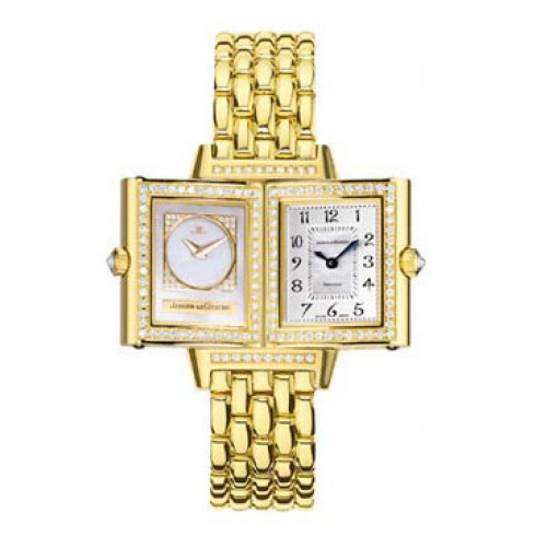 Jaeger LeCoultre Reverso Duetto Mother of Pearl Dial 18kt Yellow Gold Ladies Watch Q2661101 watches