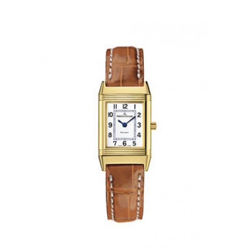 Jaeger LeCoultre Reverso Lady White 18kt Yellow Gold Brown Leather Q2601410 watches