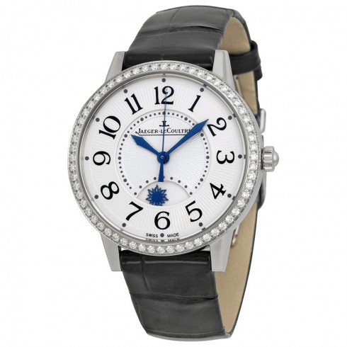 Jaeger LeCoultre Rendez-vous Day and Night Silver Dial Stainless Steel Diamond Black Leather Ladies Watch Q3448421 watches