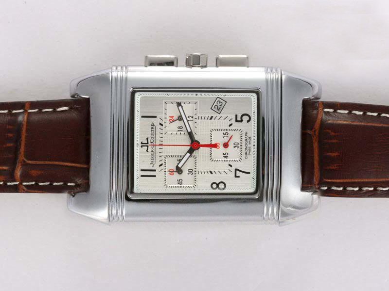 Jaeger-Lecoultre Reverso Squadra Chronograph GMT 7018620 Rectangle Stainless Steel Case Watch watches