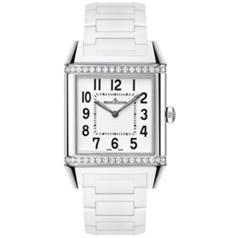 Jaeger LeCoultre Reverso Squadra Classique White Dial Diamond Rubber Ladies Watch Q7068721 watches