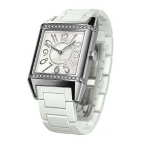 Jaeger LeCoultre Reverso Squadra Duetto Silver Dial Stainless Steel White Rubber Ladies Watch Q7058720 watches