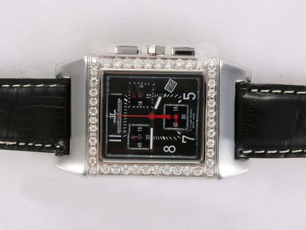 Jaeger-Lecoultre Reverso Squadra World Chronograph 702T670 Quartz Black Dial Watch watches